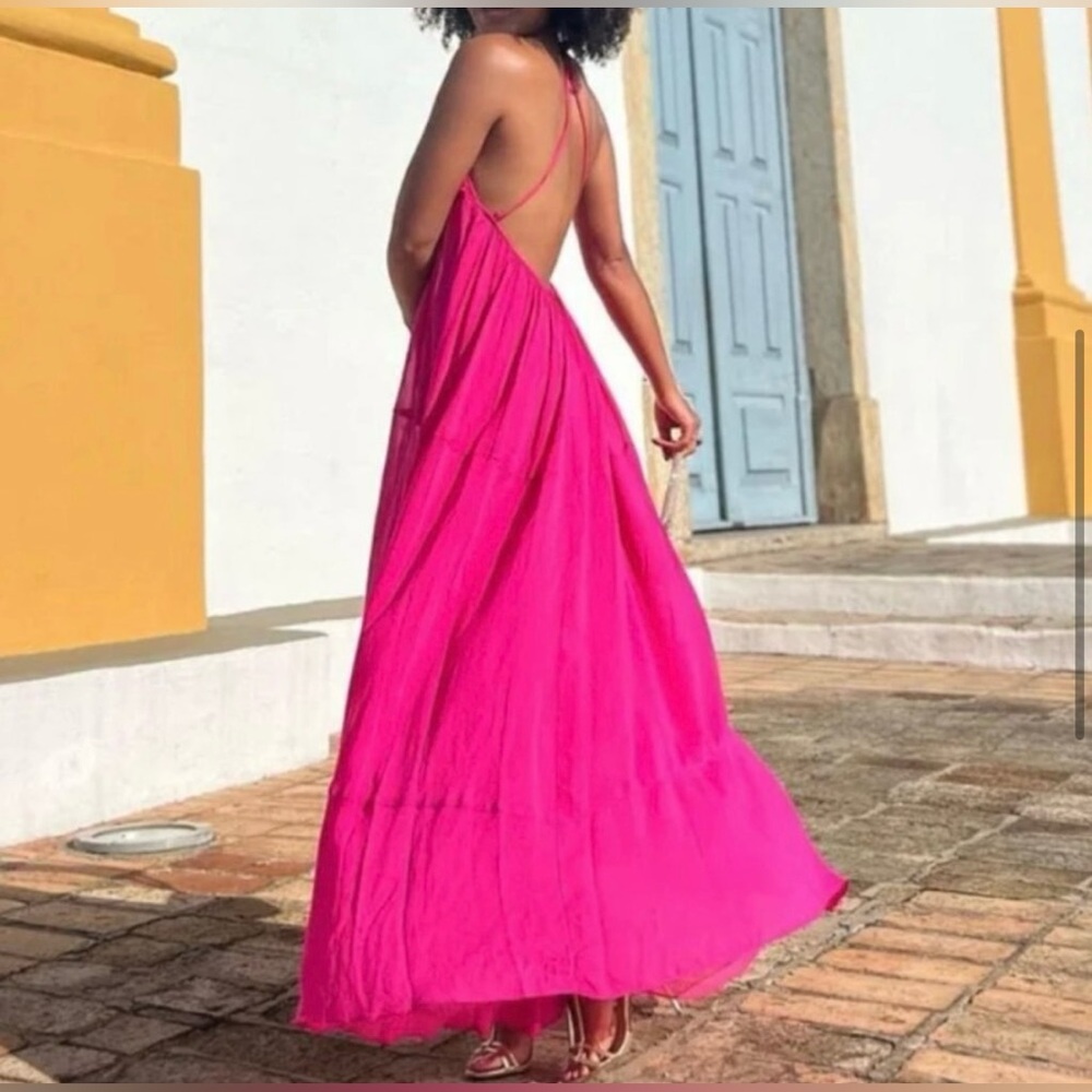Zara Vibrant Pink Maxi Dress - Picture 4 of 12